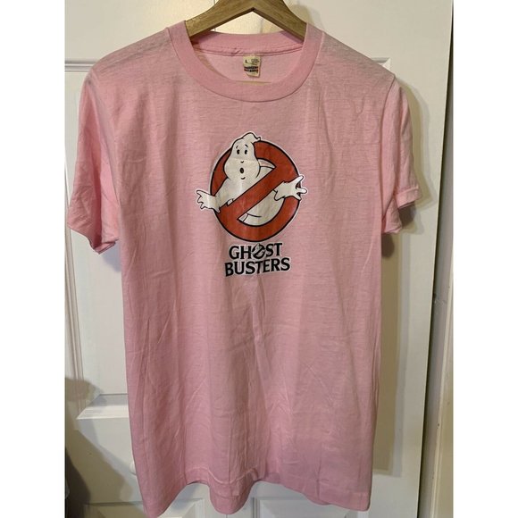 RARE VTG 80s Original Ghostbusters Pink Movie T Shirt USA Screen Stars L - Picture 6 of 7